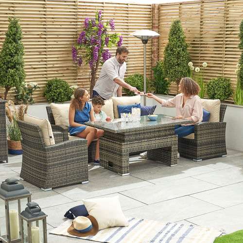 Cambridge 3 Seat Casual Dining Sofa Set with Rising Table Garden
