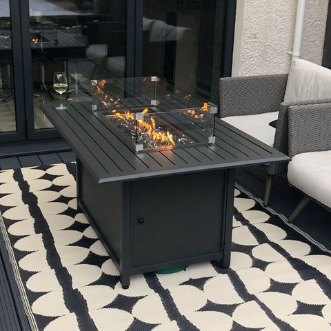 Mercury 130cm x 90cm Rectangular Aluminium Firepit Table