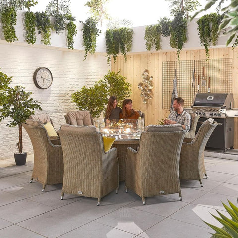 Thalia 8 Seat Dining Set - 1.8m Round Firepit Table