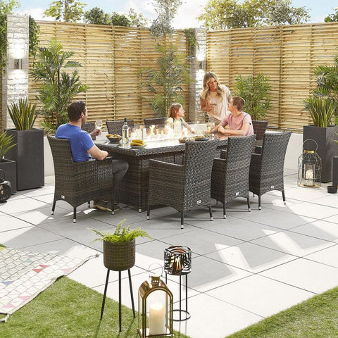 Amelia 8 Seat Dining Set - 2m x 1m Rectangular Firepit Table