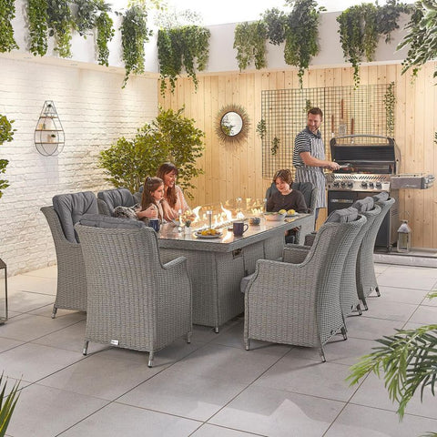 Thalia 8 Seat Dining Set - 2m x 1m Rectangular Firepit Table