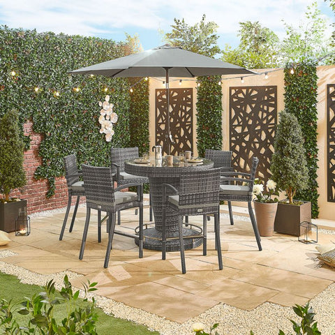 Nova - Henley 6 Seat Round Bar Set with Parasol Hole