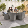 White Wash Rattan with Grey Cushions