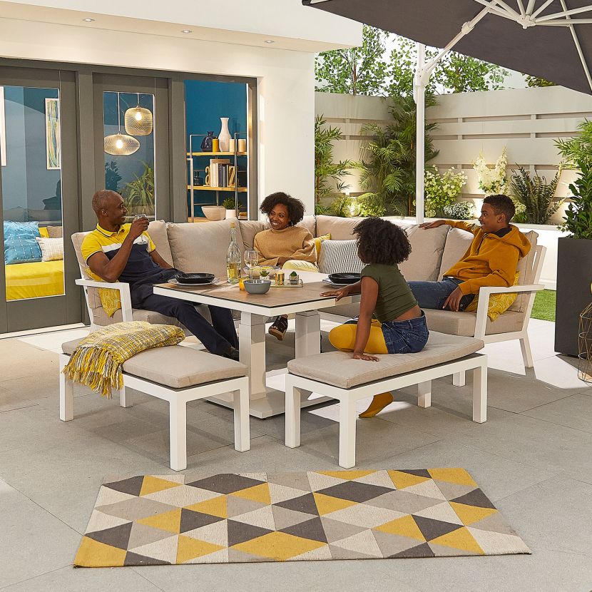 Rising Table Rimini Corner Dining Set Rising Table Corner Outside