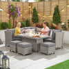 Ciara Left Hand Reclining Casual Dining Corner Sofa Set with Firepit Table